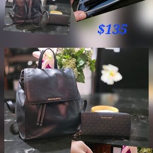 Michael Kors Navy Blue Backpack and Wallet Set
